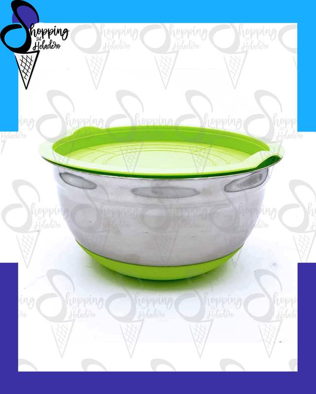BOWL AC. INOX. 20 CM BASE SILICONA Y TAPA HERMETICA