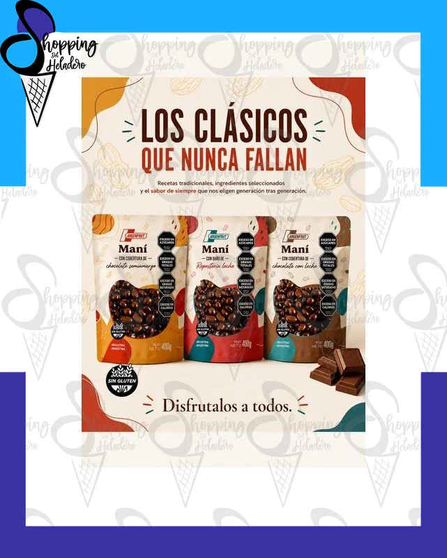 MANI BAÑEADO DE CHOCOLATE DE REPOSTERIA SIN TAC