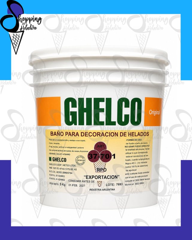 BAÑO SEMIAMARGO PARA HELADO EXPORTACION GHELCO